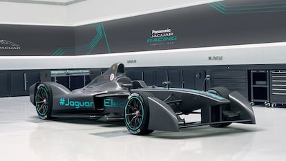 Aspecto del bólido de Jaguar. Todos los monoplazas de la Fórmula E tienen el mismo chasis.