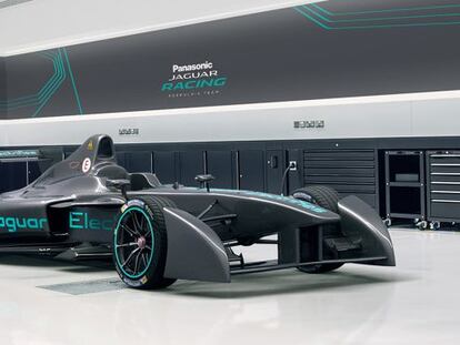 Aspecto del bólido de Jaguar. Todos los monoplazas de la Fórmula E tienen el mismo chasis.