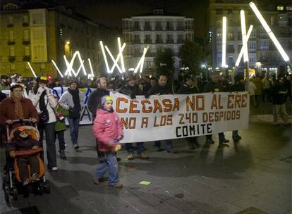 Una de las movilizaciones de trabajadores en el centro de Vitoria contra el expediente de regulación de la empresa Cegasa.