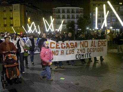 Una de las movilizaciones de trabajadores en el centro de Vitoria contra el expediente de regulación de la empresa Cegasa.
