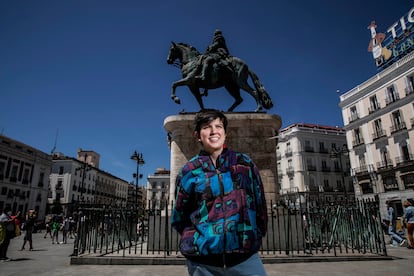 Clara Sánchez, activista del 15-M, el pasado viernes en Sol. 