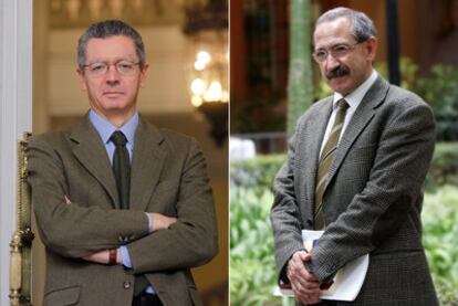 El alcalde de Madrid, Alberto Ruiz-Gallardón, y el fiscal coordinador de Medio Ambiente, Antonio Vercher.
