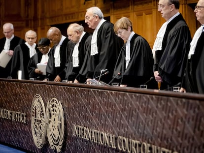 El Tribunal Internacional de La Haya, durante un fallo sobre el conflicto en Ucrania en febrero.