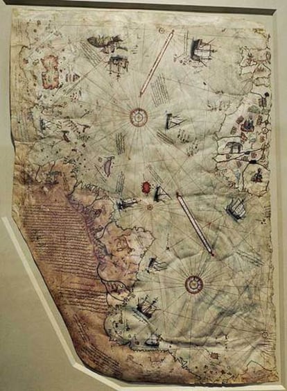 Un mapa anterior a 1513 que sitúa la Atlántida entre África y Suramérica, en medio del océano.