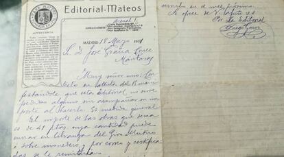 Carta con el logotipo de la Editorial Mateos enviada a José María Graña Couce.