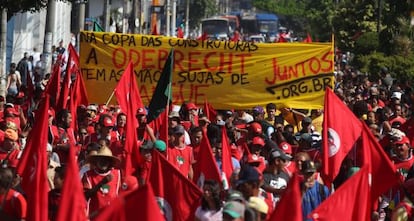 Manifestantes em S&atilde;o Paulo, nesta quinta-feira.