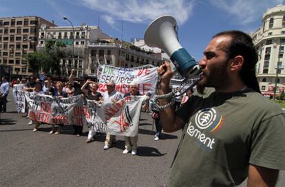 Manifestación ayer de cooperativistas del sureste de Madrid.