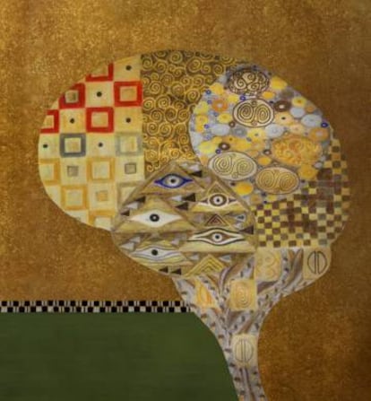 Met&aacute;fora del mosaicismo del cerebro basada en el &lsquo;Retrato de Adele Bloch-Bauer&rsquo;, de Gustav Klimt.
 
  