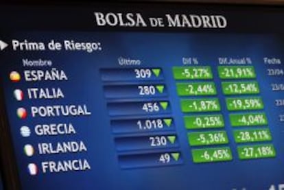 Tras la subasta de letras del martes, el riesgo pa&iacute;s de Espa&ntilde;a se reduc&iacute;a hasta 309 puntos b&aacute;sicos, diecisiete menos que la v&iacute;spera y su nivel m&aacute;s bajo en un a&ntilde;o.