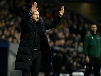 Diego Pablo Simeone durante el partido entre el Atlético de Madrid y el Celtic.