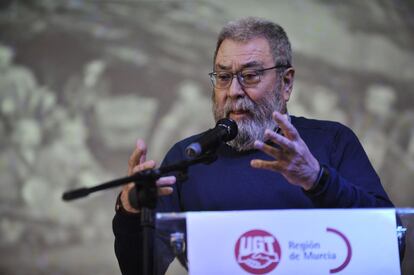 El secretario general de UGT, C&aacute;ndido M&eacute;ndez, en un acto en la regi&oacute;n de Murcia