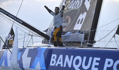 El patrón francés Armel Le Cléac'h a su llegada a Le Sables d’Olonne (Francia).