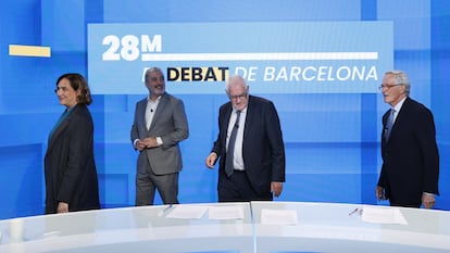 Ada Colau, Jaume Collboni, Ernest Maragall y Xavier Trias en el debate de Barcelona organizado por EL PAÍS y Ser Catalunya.
