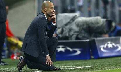 Guardiola, durante el encuentro ante el Atlético.