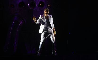 Un momento de la actuación de Justin Bieber en el Palacio de los Deportes de Madrid.