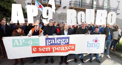 Protesta contra los peajes de la AP-9 en A Coruña.