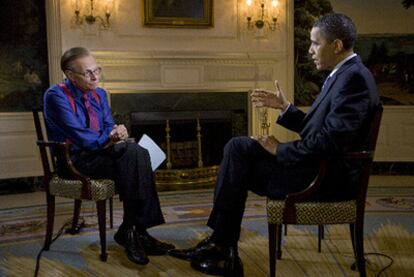 Barack Obama, en un momento de su entrevista con Larry King en la cadena CNN