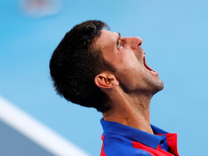 Novak Djokovic durante el partido por el bronce ante Pablo Carreño.