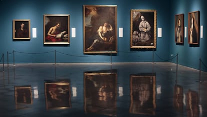 Obras de Ribera, Murillo, Ruiz de la Iglesia, El Greco y Maino, de izquierda a derecha, tal y como se exponen en el Museo de Vilanova. 