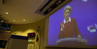 Rueda de prensa telemática de la presidenta de la Comisión, Ursula von der Leyen, este miércoles.