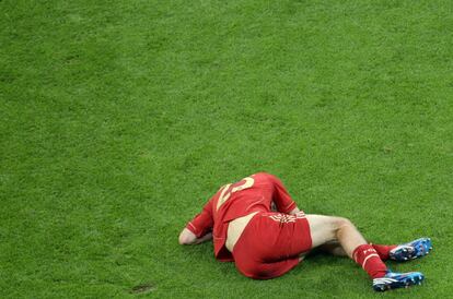 Thomas Müller se lamenta después de que su equipo perdiera ante el Chelsea.