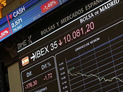 Panell de l'Ibex a la Borsa de Madrid