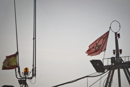 Pesqueros dedicados a la pesca en la caladero marroquí, amarrados en el puerto de Barbate.