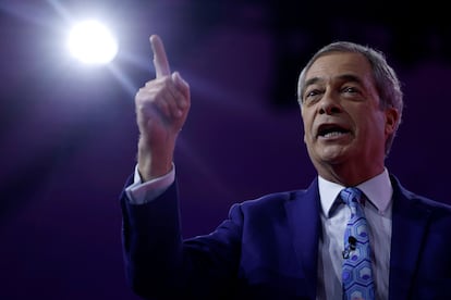 Nigel Farage, former Brexit Party leader, speaks during the annual Conservative Political Action Conference (CPAC) at the Gaylord National Resort Hotel And Convention Center on March 03, 2023 in National Harbor, Maryland.