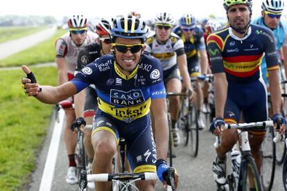 Alberto Contador, durante la primera etapa de la carrera ciclista Eneco Tour