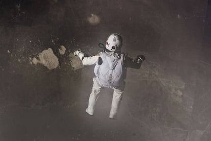 Felix Baumgartner, durante el salto.