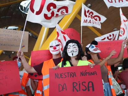 Huelga de trabajadores de Iberia Express, en Madrid. 