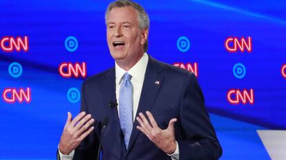 Bill de Blasio durante el último debate para las presidencia de 2020