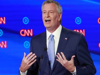 Bill de Blasio durante el último debate para las presidencia de 2020