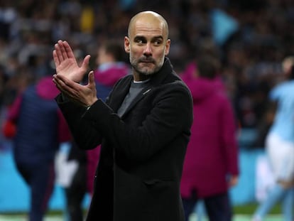 Pep Guardiola, depois de ganhar a Carabao Cup.