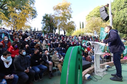 Toni Valero (IU), en el acto de este sábado en Córdoba.