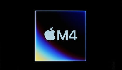 Apple M4 con fondo negro