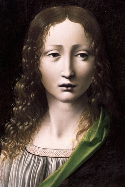 El Salvador adolescente has been successively attributed to Leonardo, his circle and pupil Giovanni Boltraffio.