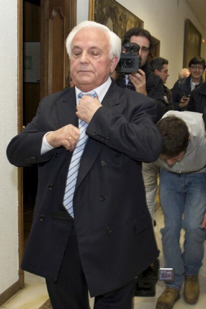 José Luis Baltar, tras la comparecencia en la que anunció su retirada de la política.