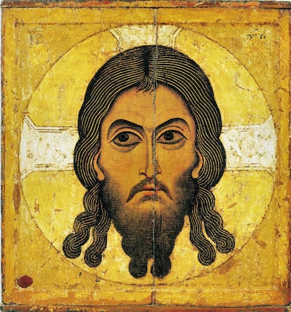 'Christos Acheiropoietos', icono ruso de la escuela Novgorod (hacia el año 1100).