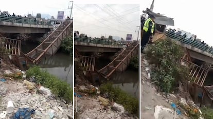 Videos en redes sociales muestran colapso de puente peatonal en Nezahualcóyotl este 2 de noviembre 2023