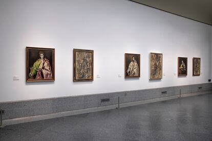 Una de las paredes de la sala 9B del Prado, donde se exhibe la exposición “Picasso, el Greco y el cubismo analítico”.