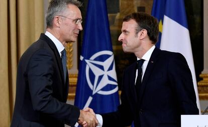 Jens Stoltenberg y Emmanuel Macron, el 28 de noviembre en el Elseo.