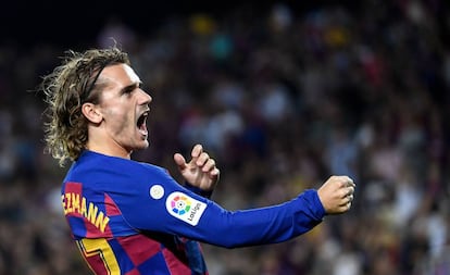 Griezmann celebra su primer gol con la camiseta del Barcelona, el 24 de septiembre.