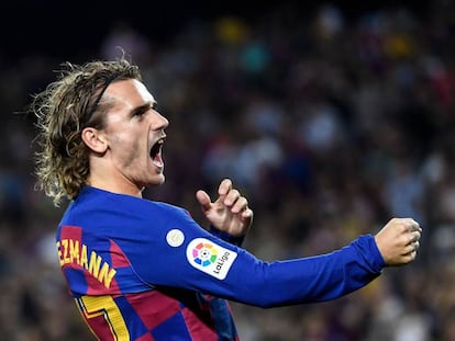 Griezmann celebra su primer gol con la camiseta del Barcelona, el 24 de septiembre.