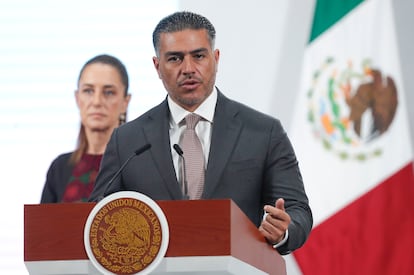 Omar García Harfuch, en el Palacio Nacional de Ciudad de México.