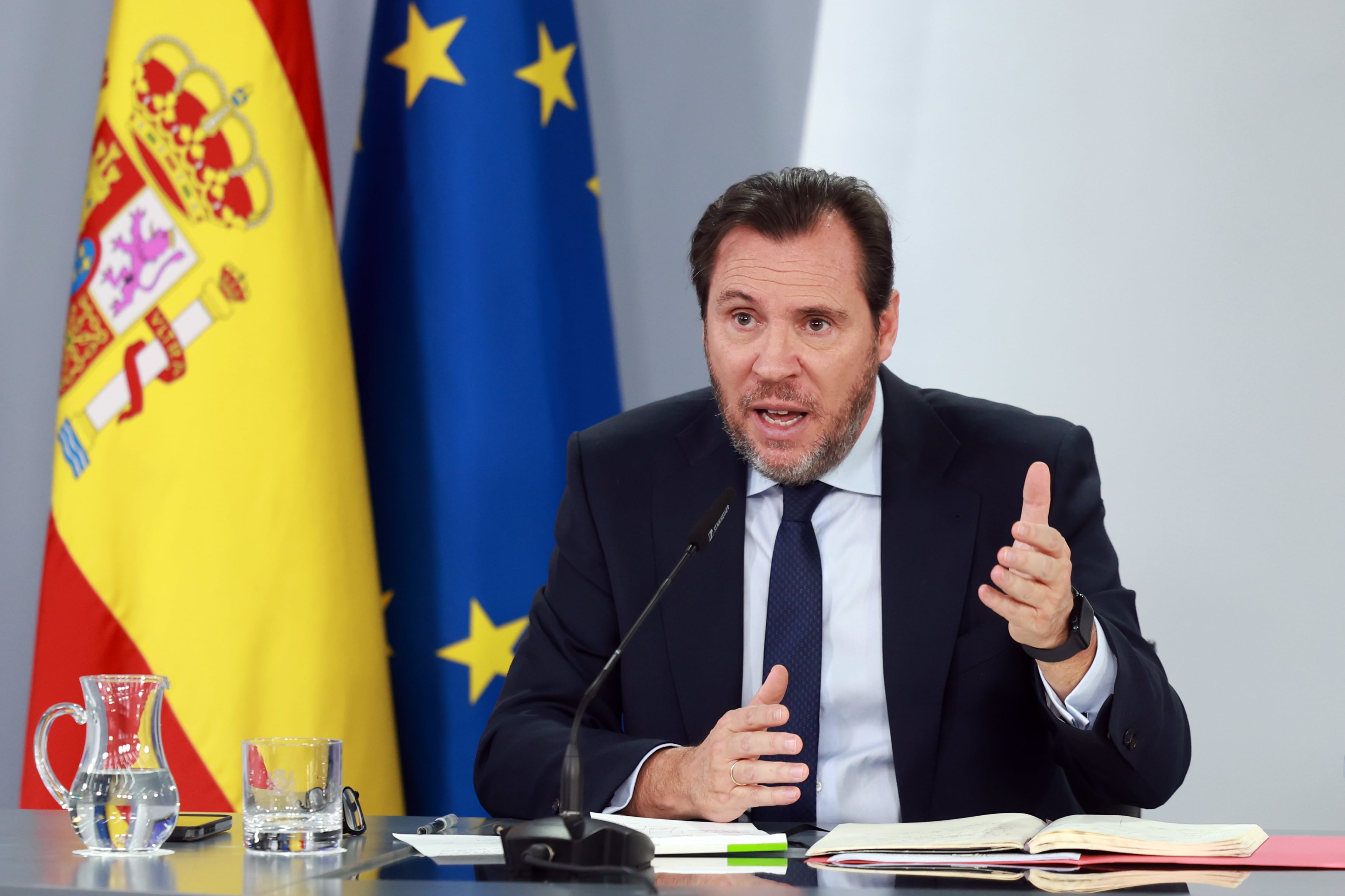 El ministro de Transportes, Óscar Puente, en una rueda de prensa reciente.