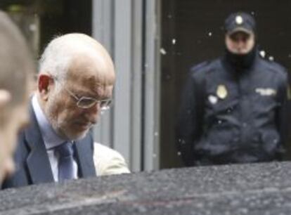 El presidente de Mercadona, Juan José Roig, a su salida esta mañana a la Audiencia Nacional.