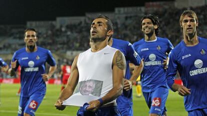 Diego Castro dedica el gol a Manuel Preciado.