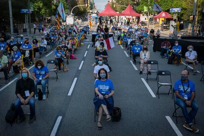 Acto central de la Diada de la Assemblea Nacional Catalana en la Plaza Letamendi de Barcelona en 2020.