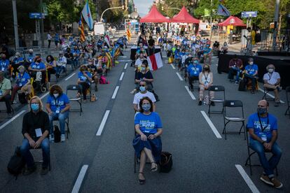 Acto central de la Diada de la Assemblea Nacional Catalana en la Plaza Letamendi de Barcelona  en 2020.